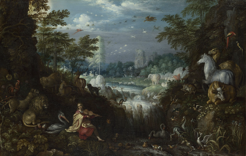 Orpheus paintings: Roelandt Savery, Orpheus, 1628, National Gallery, London, UK.
